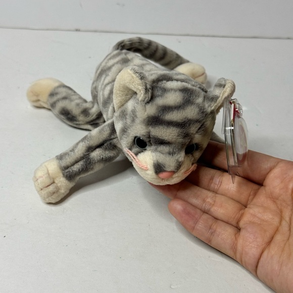 TY Beanie Baby Silver Tabby Cat Plush Vintage Rare - Picture 7 of 9